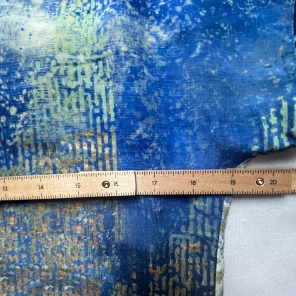 Lafayette‎ 148 Astract print Silk short sleeve Cocktail Blue Top Blouse T-shirt - Picture 11 of 11